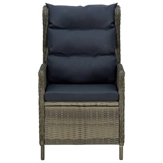Tuinstoel verstelbaar met kussens poly rattan bruin