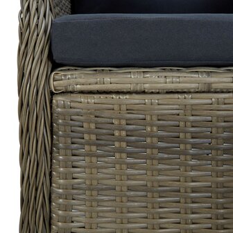 Tuinstoel verstelbaar met kussens poly rattan bruin