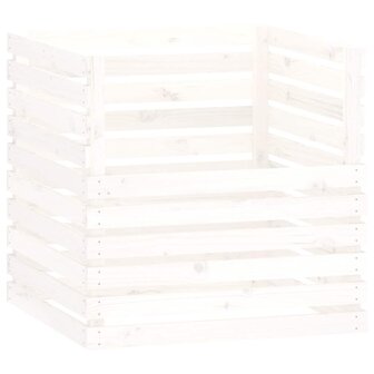 Compostbak 80x80x78 cm massief grenenhout wit