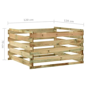 Tuincompostbak gelat 120x120x70 cm ge&iuml;mpregneerd grenenhout
