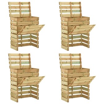 Tuincompostbakken 4 st 80x50x100 cm ge&iuml;mpregneerd grenenhout