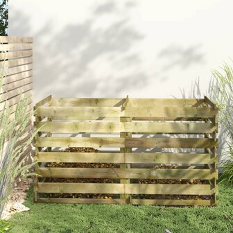 Compostbak met latten ge&iuml;mpregneerd grenenhout 180x90x90 cm