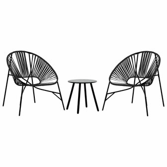 Set tuinstoelen 3-delig poly rattan zwart