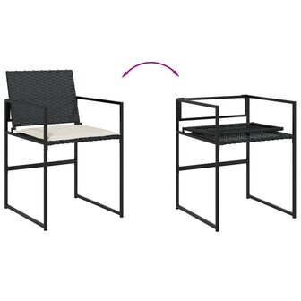 Tuinstoelen 4 st met kussens poly rattan zwart