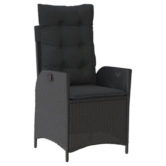 Tuinstoelen 2 st verstelbaar met kussens poly rattan zwart
