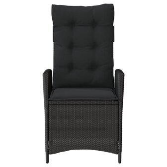 Tuinstoelen 2 st verstelbaar met kussens poly rattan zwart
