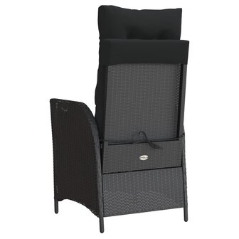 Tuinstoelen 2 st verstelbaar met kussens poly rattan zwart
