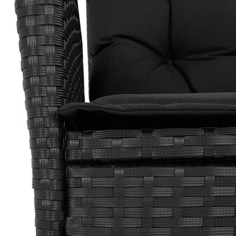 Tuinstoelen 2 st verstelbaar met kussens poly rattan zwart
