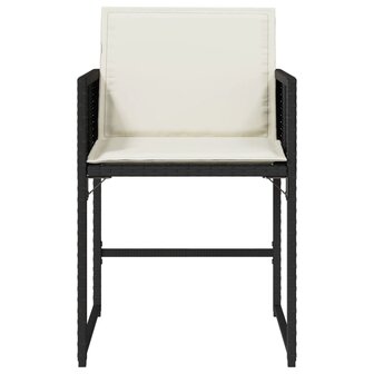 Tuinstoelen 4 st met kussens poly rattan zwart
