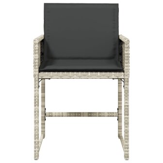 Tuinstoelen 4 st met kussens poly rattan lichtgrijs