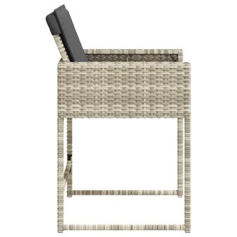 Tuinstoelen 4 st met kussens poly rattan lichtgrijs