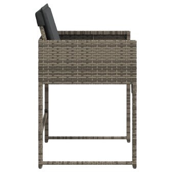 Tuinstoelen 4 st met kussens poly rattan grijs