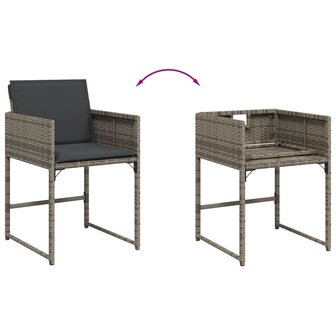 Tuinstoelen 4 st met kussens poly rattan grijs