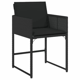 Tuinstoelen 4 st met kussens poly rattan zwart