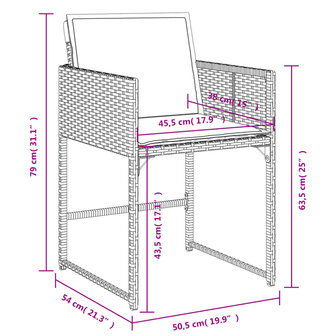 Tuinstoelen 4 st met kussens poly rattan zwart