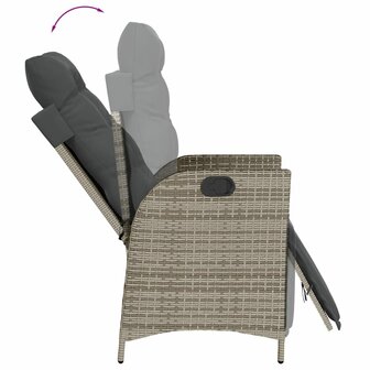 Tuinstoelen 2 st verstelbaar met voetensteun poly rattan grijs