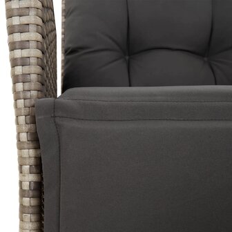 Tuinstoelen 2 st verstelbaar met voetensteun poly rattan grijs