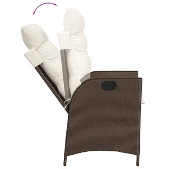 Tuinstoelen 2 st verstelbaar met kussens poly rattan bruin