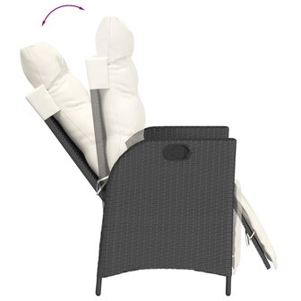 Tuinstoelen 2 st verstelbaar met voetensteun poly rattan zwart