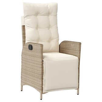 Tuinstoelen 2 st verstelbaar met voetensteun poly rattan beige