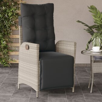 Tuinstoelen 2 st verstelbaar voetensteun poly rattan lichtgrijs