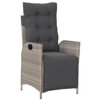 Tuinstoelen 2 st verstelbaar voetensteun poly rattan lichtgrijs