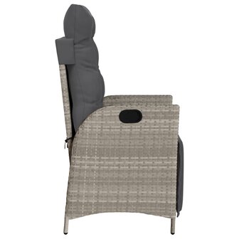 Tuinstoelen 2 st verstelbaar voetensteun poly rattan lichtgrijs