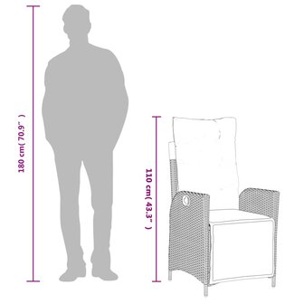 Tuinstoelen 2 st verstelbaar voetensteun poly rattan lichtgrijs