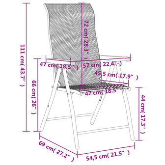 Tuinstoelen 4 st inklapbaar poly rattan grijs