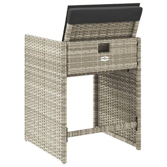 Tuinstoelen 4 st met kussens poly rattan lichtgrijs