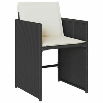 Tuinstoelen 4 st met kussens poly rattan zwart