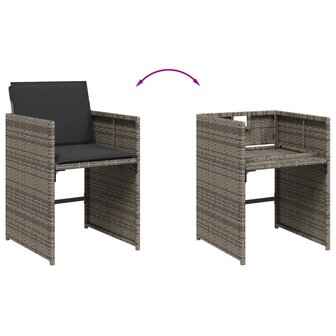 Tuinstoelen 4 st met kussens poly rattan grijs