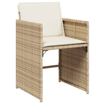 Tuinstoelen 4 st met kussens poly rattan beige
