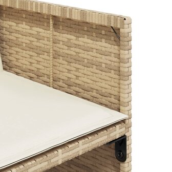 Tuinstoelen 4 st met kussens poly rattan beige