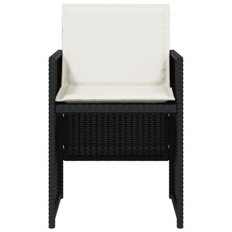 Tuinstoelen 4 st met kussens poly rattan zwart