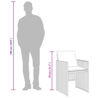 Tuinstoelen 4 st met kussens poly rattan bruin