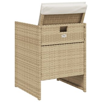 Tuinstoelen 4 st met kussens poly rattan beige
