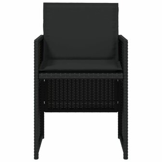 Tuinstoelen 4 st met kussens poly rattan zwart