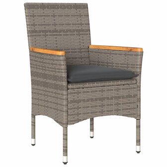 Tuinstoelen 2 st met kussens poly rattan grijs
