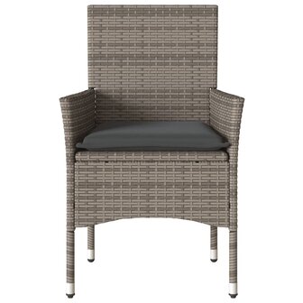 Tuinstoelen 2 st met kussens poly rattan grijs
