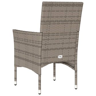 Tuinstoelen 2 st met kussens poly rattan grijs