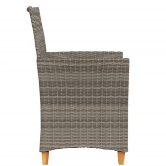 Tuinstoelen 2 st met kussens poly rattan en massief hout grijs