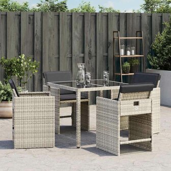 Tuinstoelen 4 st met kussens poly rattan lichtgrijs