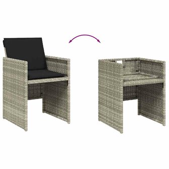 Tuinstoelen 4 st met kussens poly rattan lichtgrijs