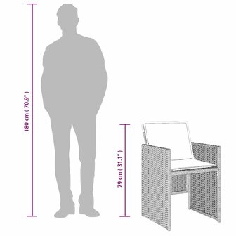 Tuinstoelen 4 st met kussens poly rattan lichtgrijs