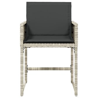 Tuinstoelen 4 st met kussens poly rattan lichtgrijs