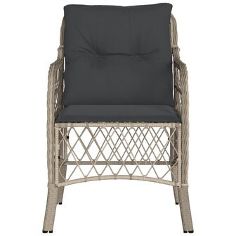 Tuinstoelen 2 st met kussens poly rattan lichtgrijs