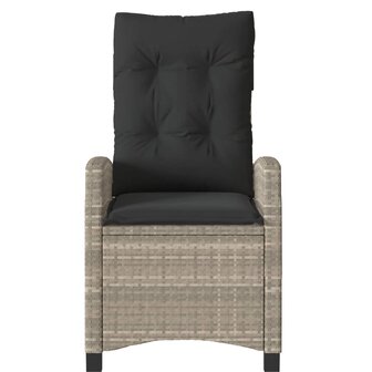 Tuinstoelen 2 st verstelbaar met kussens poly rattan lichtgrijs