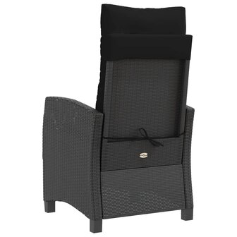 Tuinstoelen 2 st verstelbaar met kussens poly rattan zwart