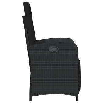 Tuinstoelen 2 st verstelbaar met voetensteun poly rattan zwart